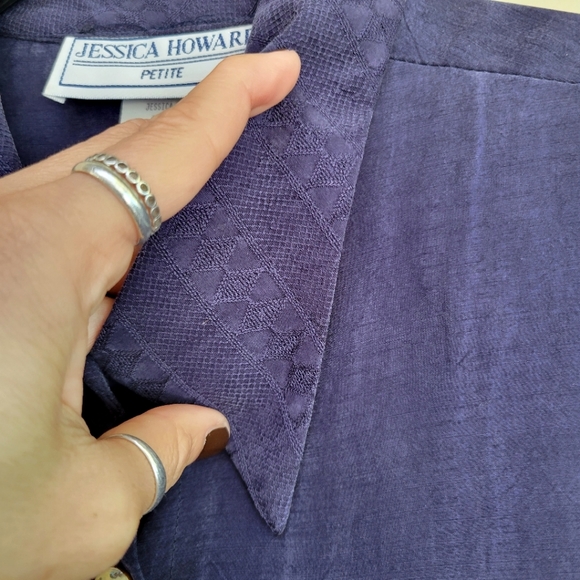 VINTAGE 1990s JESSICA HOWARD Button Front Shift Dress Navy - Picture 8 of 10